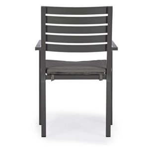 Set 4 sedie da giardino MURGIA con cuscino sfoderabile in tessuto e struttura in alluminio antracite