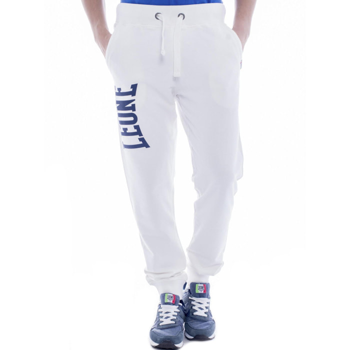 Pantalón de hombre Leone Basic con gran logo en algodón no perchado