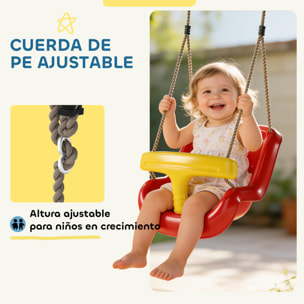 Columpio Infantil, Columpio para Niños, Cuerda Ajustable, con Respaldo Alto, Barandilla de Seguridad en T, para Interior, Exterior, Rojo