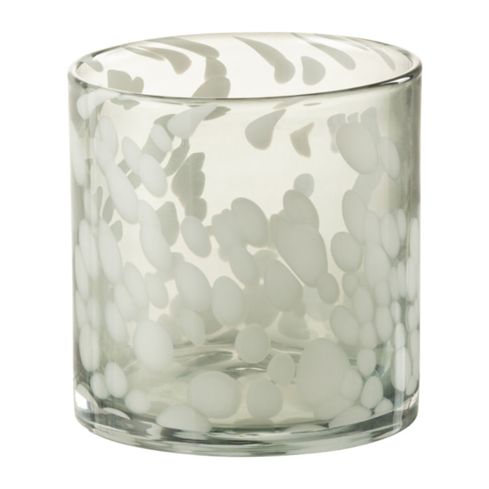 J-Line photophore Tache - verre - gris/blanc - small