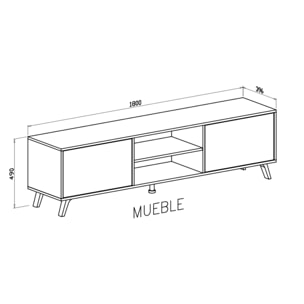 Mobile TV Moderno Con 2 Ante Battenti Ripiani Centrali Aperti Gambe Design Per Televisori fino a 75” 180 x 39,6 x 49 Cm Grigio Cemento E Bianco