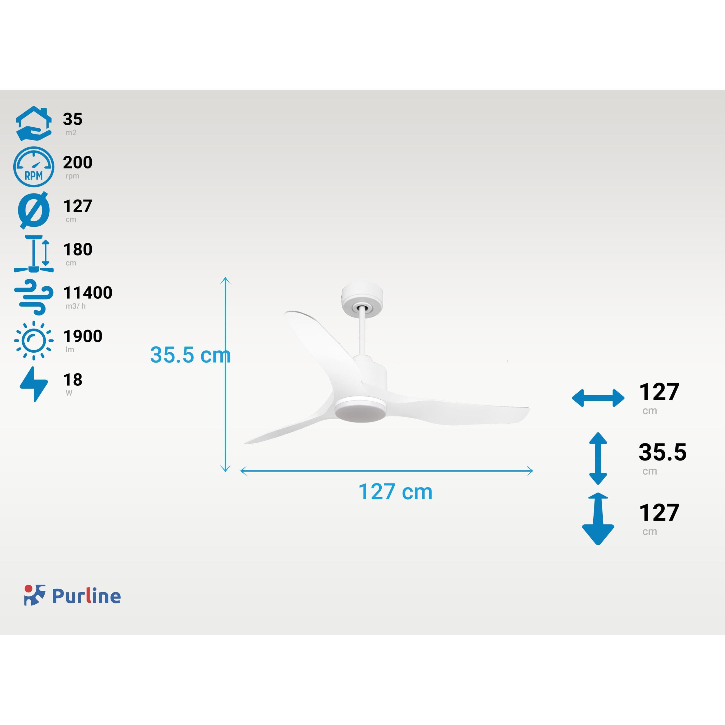 Ventilateur de plafond Réversible  Thermostat Dimmable Wifi Moteur à courant continu Toits en pente Télécommande Lumière à trois tons Adaptateur 2/3 Lames