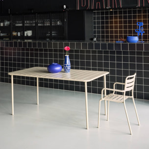 Table de jardin métal 6-8 places. beige. Amelia. 160x90xH72.5cm