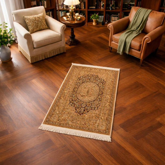 Authentique Tapis d'Orient fait main en rayonne NOVI