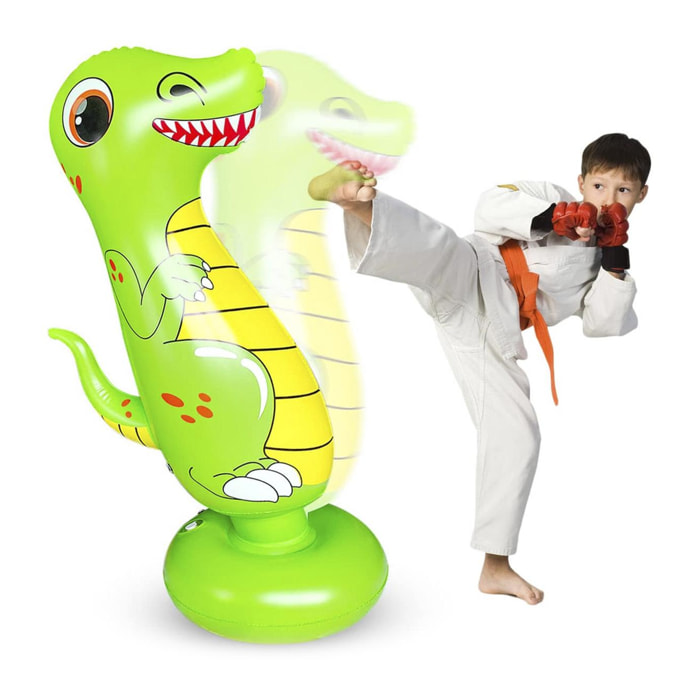 Dinosauro gonfiabile rimbalzante. Punching ball, pratica karate, boxe. 120 cm.