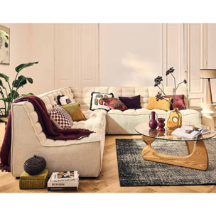 Ellie - canapé modulable d'angle réversible 5 places en velours texturé - Beige