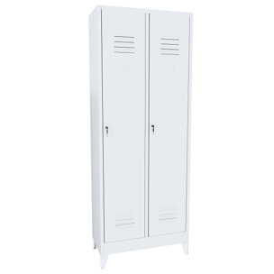 Armadietto Spogliatoio Armadio Sporco Pulito 2 Posti In Lamiera Di Acciaio Salvaspazio Con Chiave Ripiano Appendiabiti Ganci Porta Cartellino Grigio