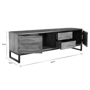 Meuble TV en bois massif L160 cm HOORN