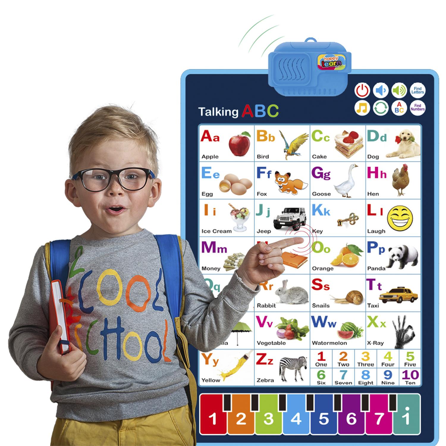 Alfabeto elettronico interattivo per imparare l'inglese, parlare di ABC e poster musicali. Giocattolo educativo per bambini piccoli. Divertimento per bambini all'asilo, all'asilo.