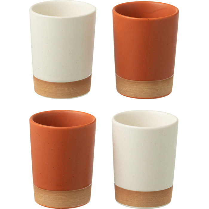 J-Line tasse - céramique - orange/blanc - boîte de 4