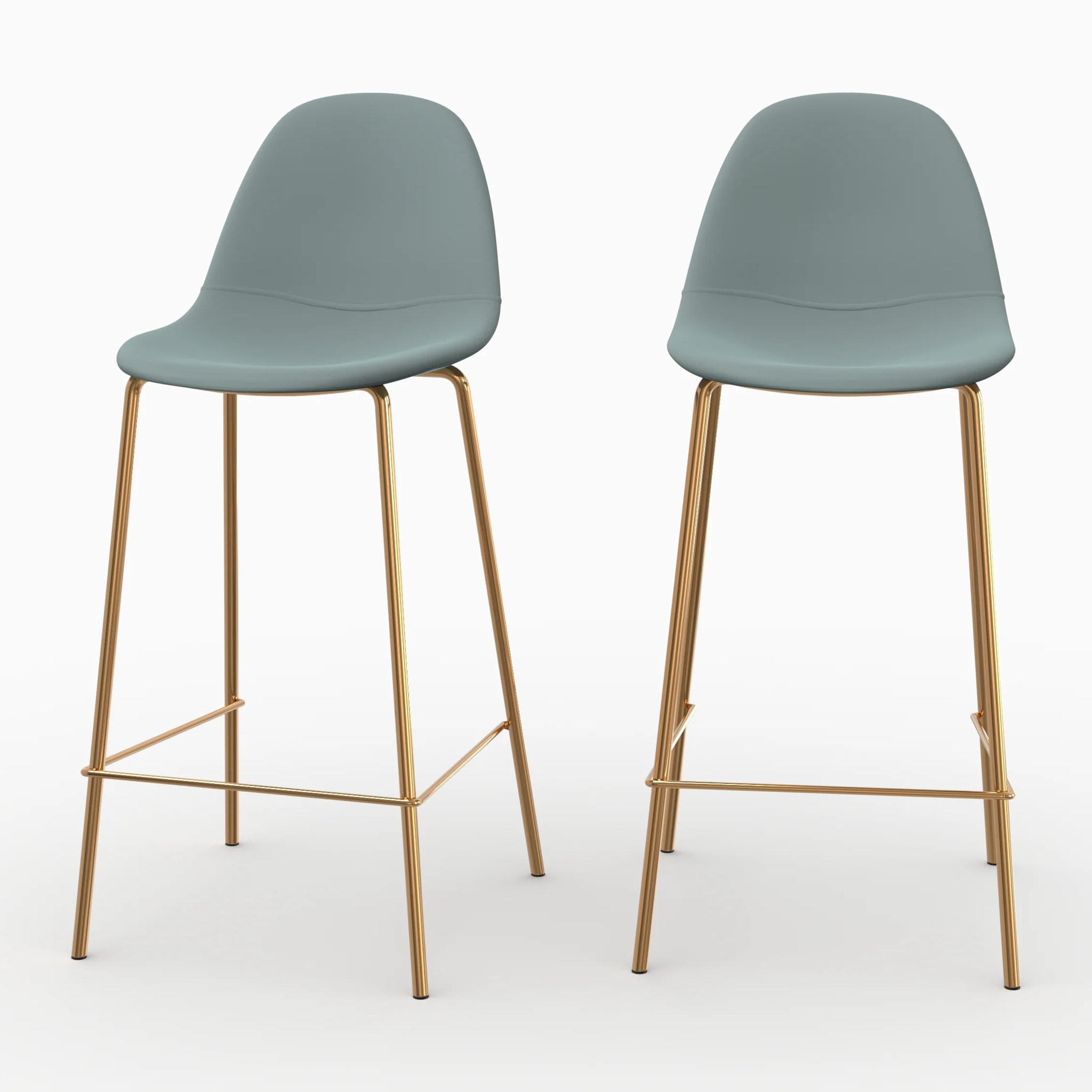 Lot de 2 chaises pour îlot central 65 cm en cuir synthétique vert - Henrik