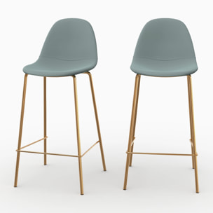 Lot de 2 chaises pour îlot central 65 cm en cuir synthétique vert - Henrik