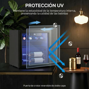 Vinoteca 12 Botellas, Nevera para Vinos con Capacidad de 36 L, Temperatura Ajustable 4-16℃, Puerta de Vidrio, Luz LED, Pantalla Táctil Digital, para Bebidas, Negro