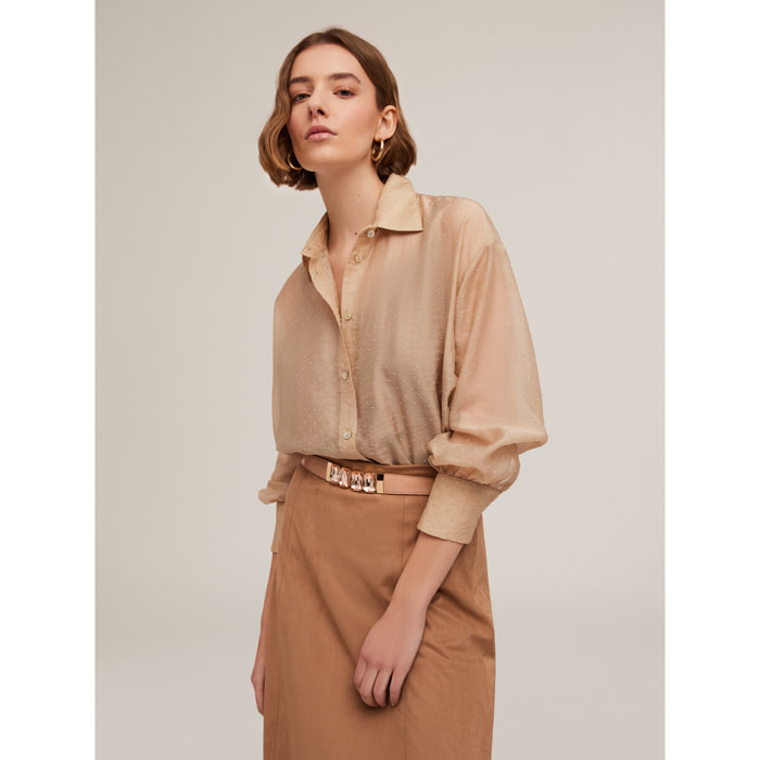 Motivi - Camicia misto lyocell con piccole borchie - Beige