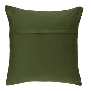 Coussin déhoussable coton vert kaki 38x38cm