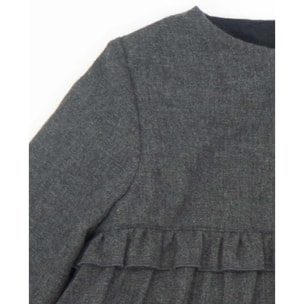 Vestido de franela con volantitos gris