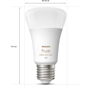 Ampoule LED connectée PHILIPS HUE W&C E27 60W x2