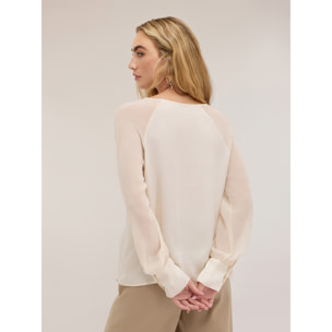 Motivi - Blusa con maniche raglan semitrasparenti - Bianco
