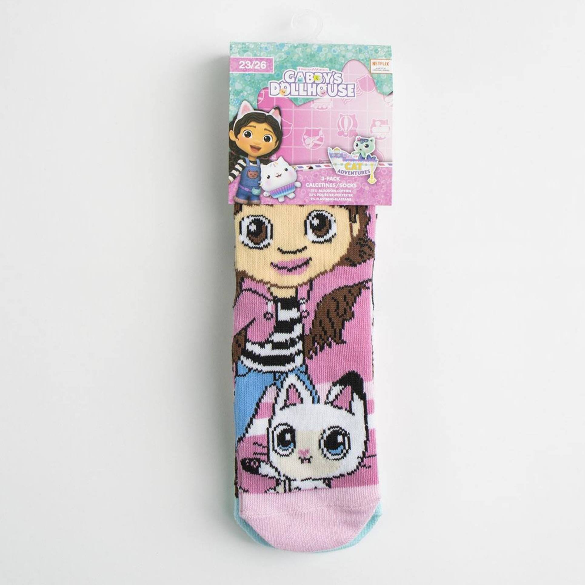 Pack de 3 calcetines infantiles diseño gabby's dollhouse