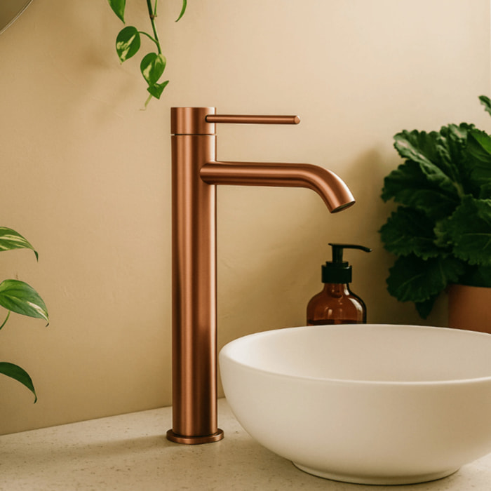 Mitigeur lavabo bec haut PAINI Ortence bronze cuivré