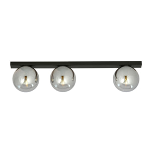 Lampada a sospensione FIT in acciaio nero con diffusori in vetro grafite