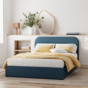 Lit double avec coffre 140x190 cm en tissu bleu - Tilly