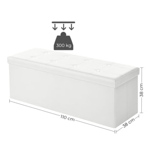 Panca Contenitore Pieghevole in Similpelle Bianca 110cm