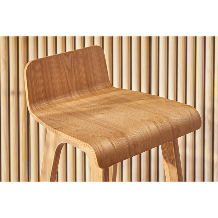 Chaise de bar scandinave bois naturel H65 cm BALTIK