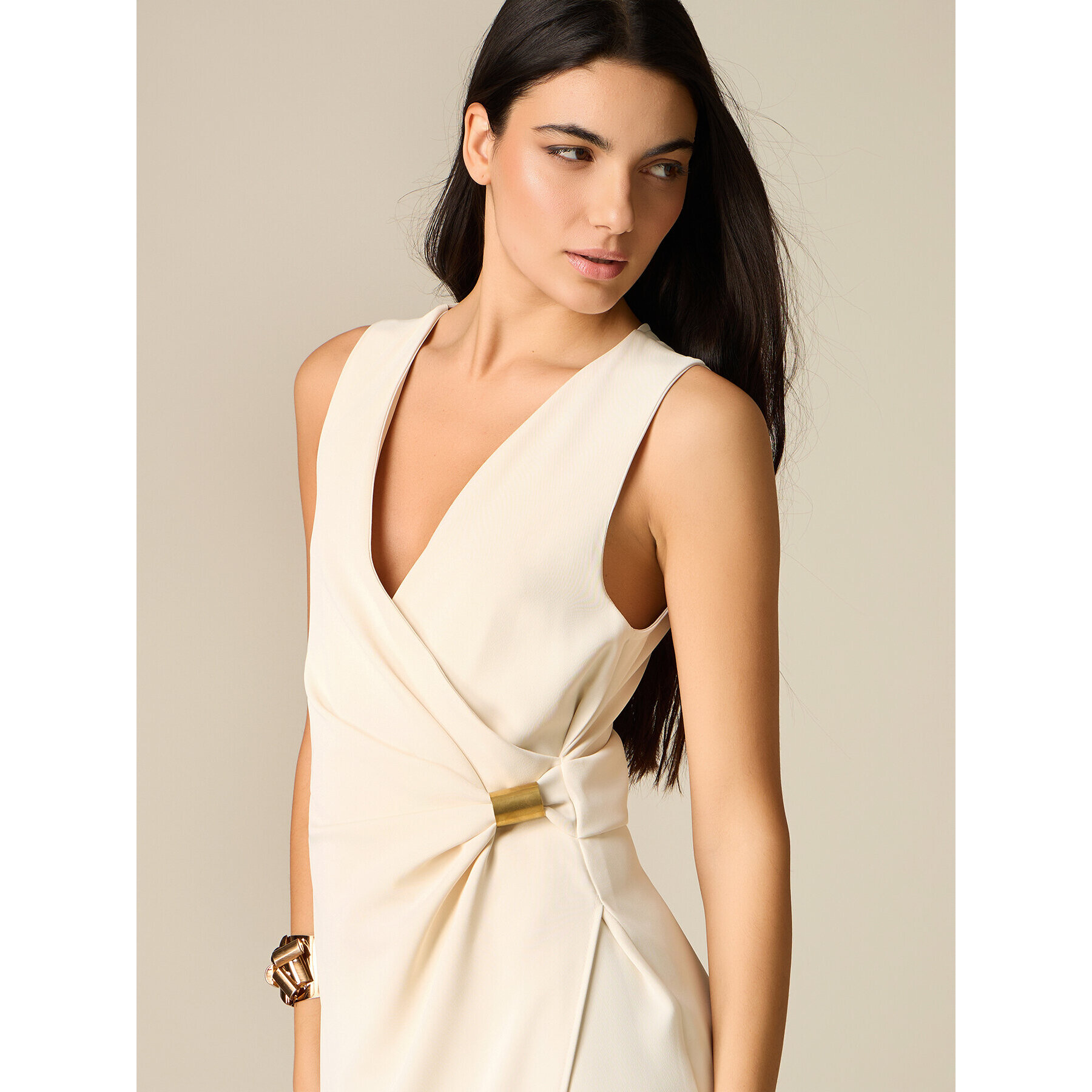 Oltre - Vestido midi cruzado - Blanco