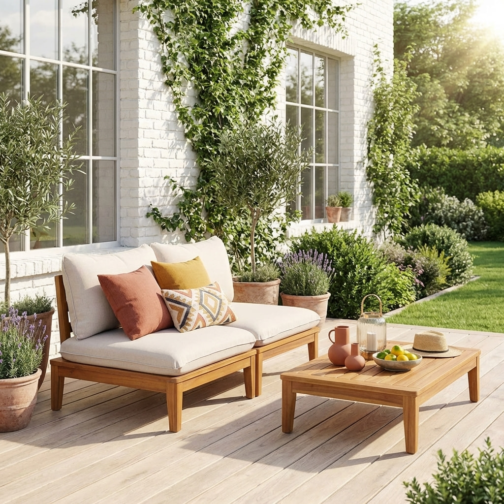 Banquette modulable de jardin bois d'acacia 2 places YONA