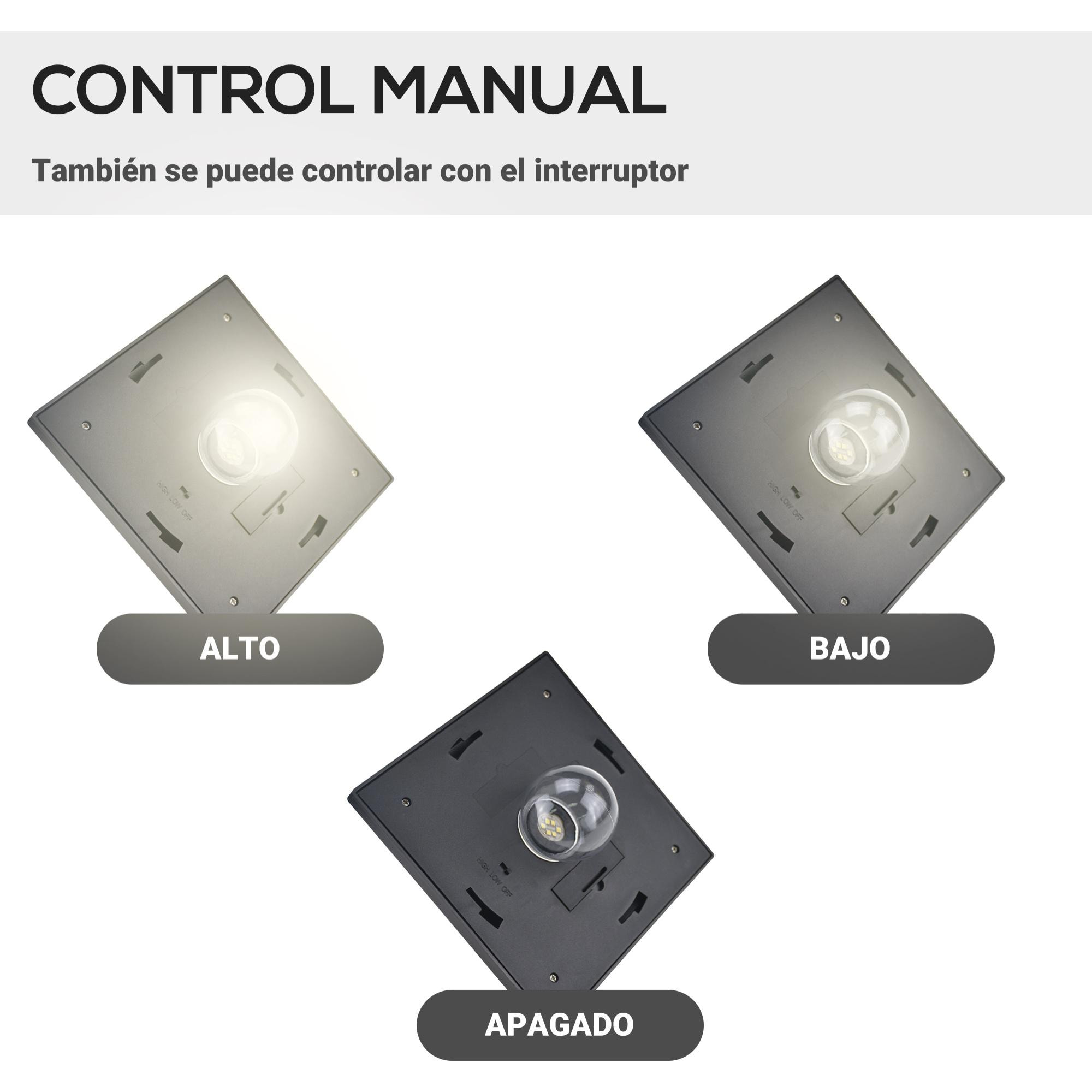 Farol Solar de Jardín con 3 Luces LED IP44 Sensor de Noche 51,5x47x182,5cm Negro