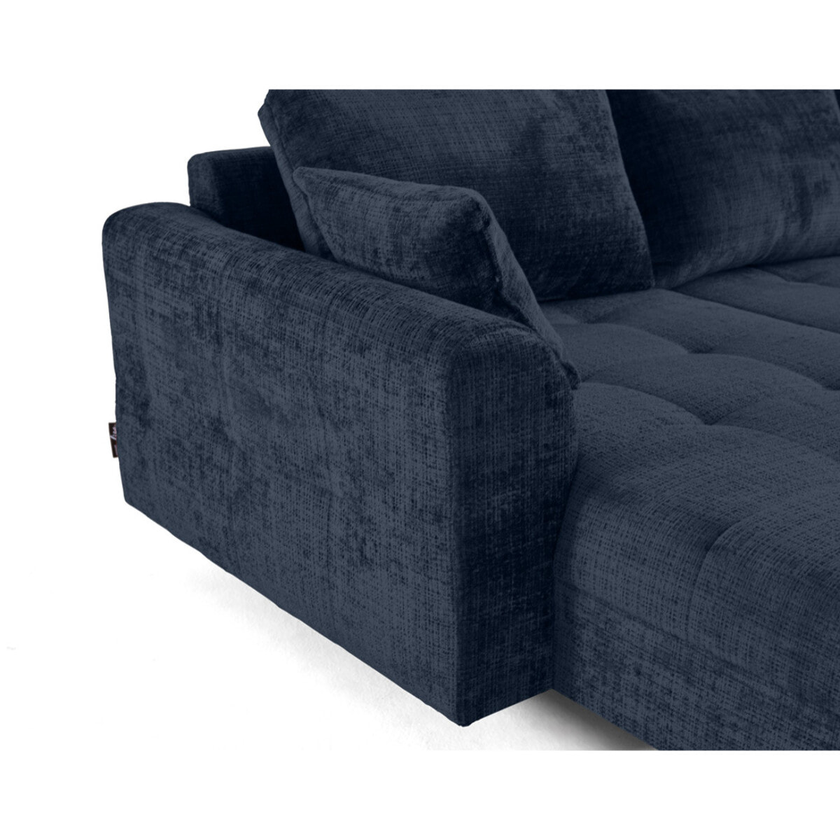 Rune - canapé panoramique d'angle droit 7 places en velours texturé - Bleu