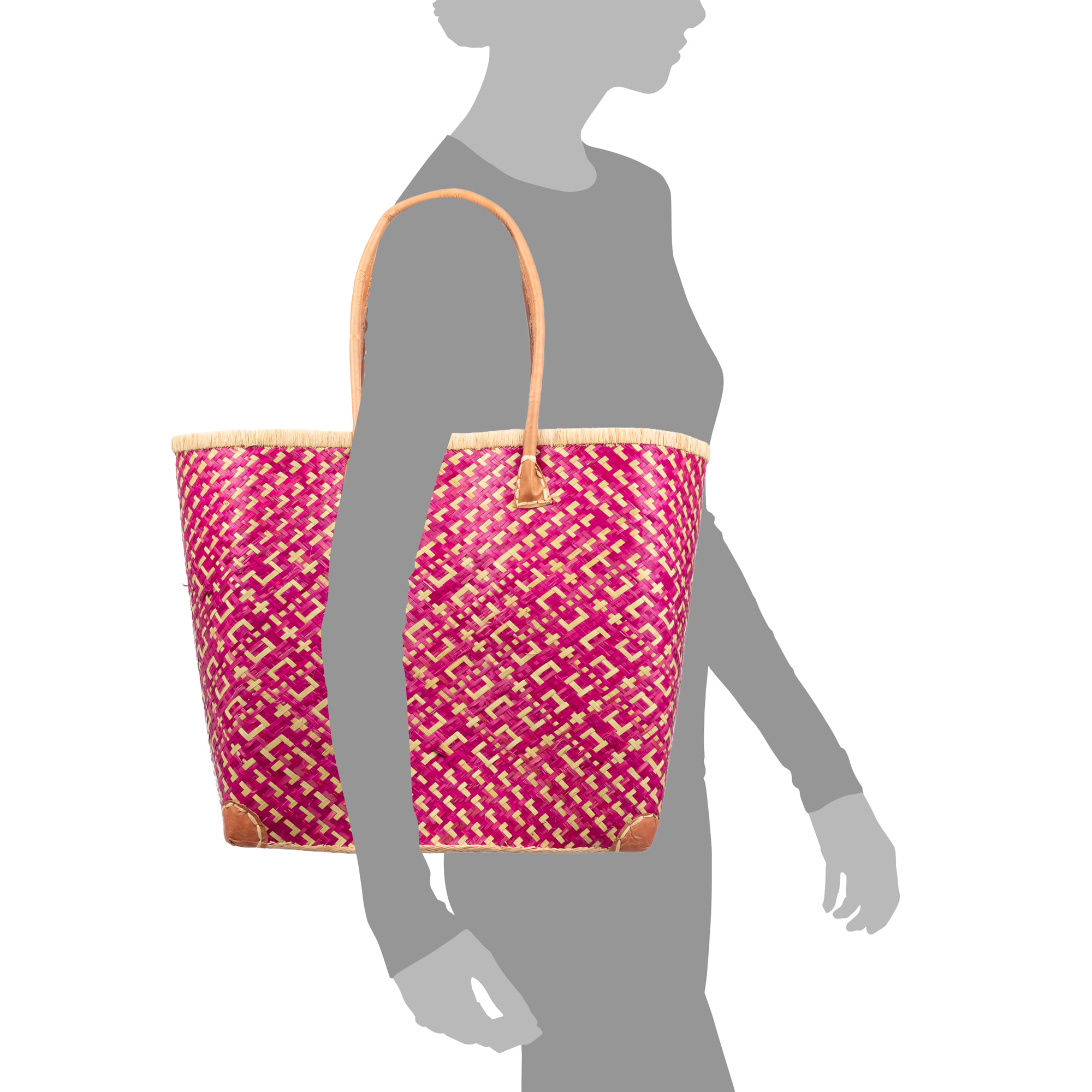 Borsa a spalla Arda donna. Realizzata in paglia con manici in pelle.