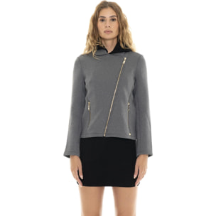 Chaqueta de neopreno con cremallera asimétrica para mujer Leone 1947 Gold Studs