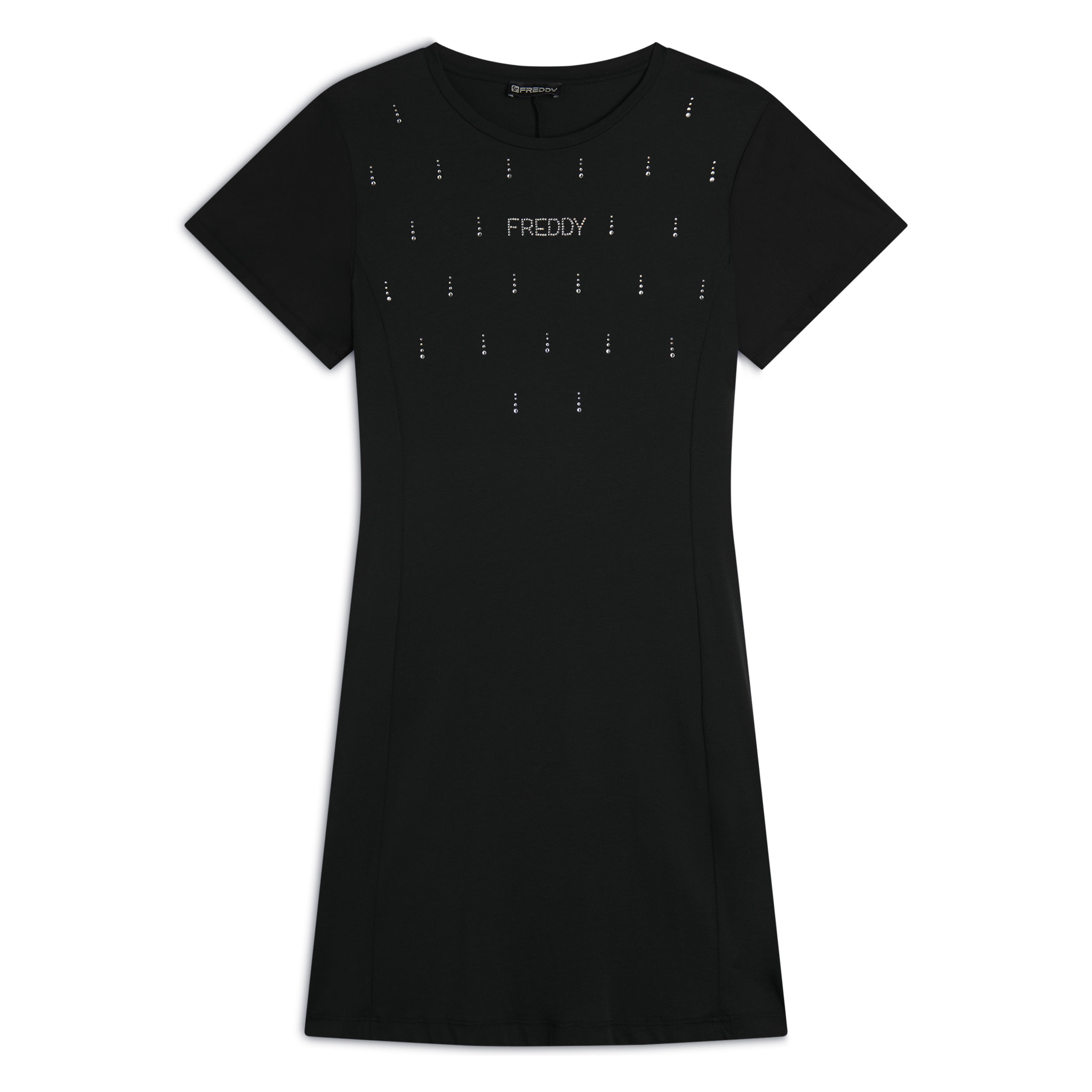 Vestito Svasato con Strass in Jersey Modal