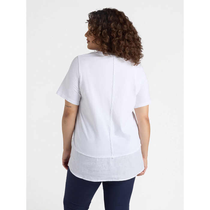 Fiorella Rubino - T-shirt boxy in due tessuti - Bianco