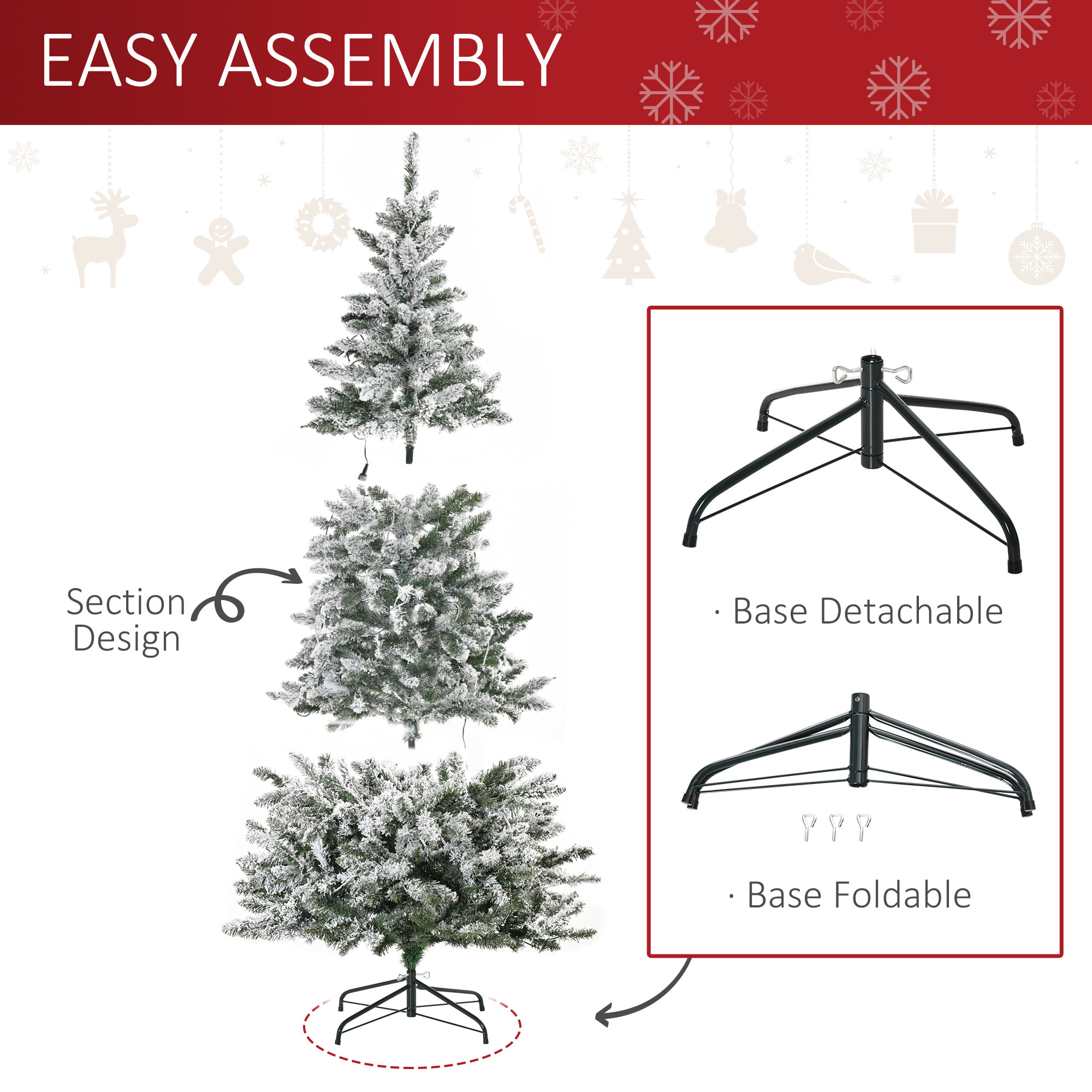 Sapin de Noël artificiel enneigé lumineux LED x 250 multicolore Ø 112 x 210H cm 829 branches vert blanc