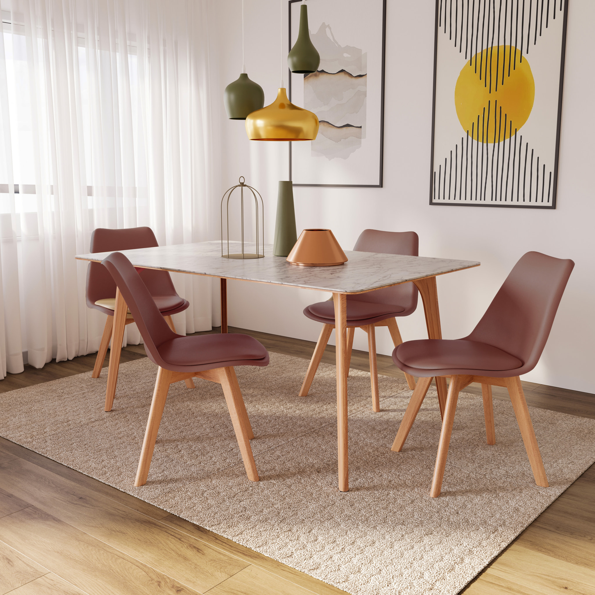 Set Di 4 Sedie Per Sala Da Pranzo Ufficio Con Gambe Faggio Legno Massello Massiccio Stile Nordico Scandinavo Seduta Imbottita Soggiorno Sala Tortora