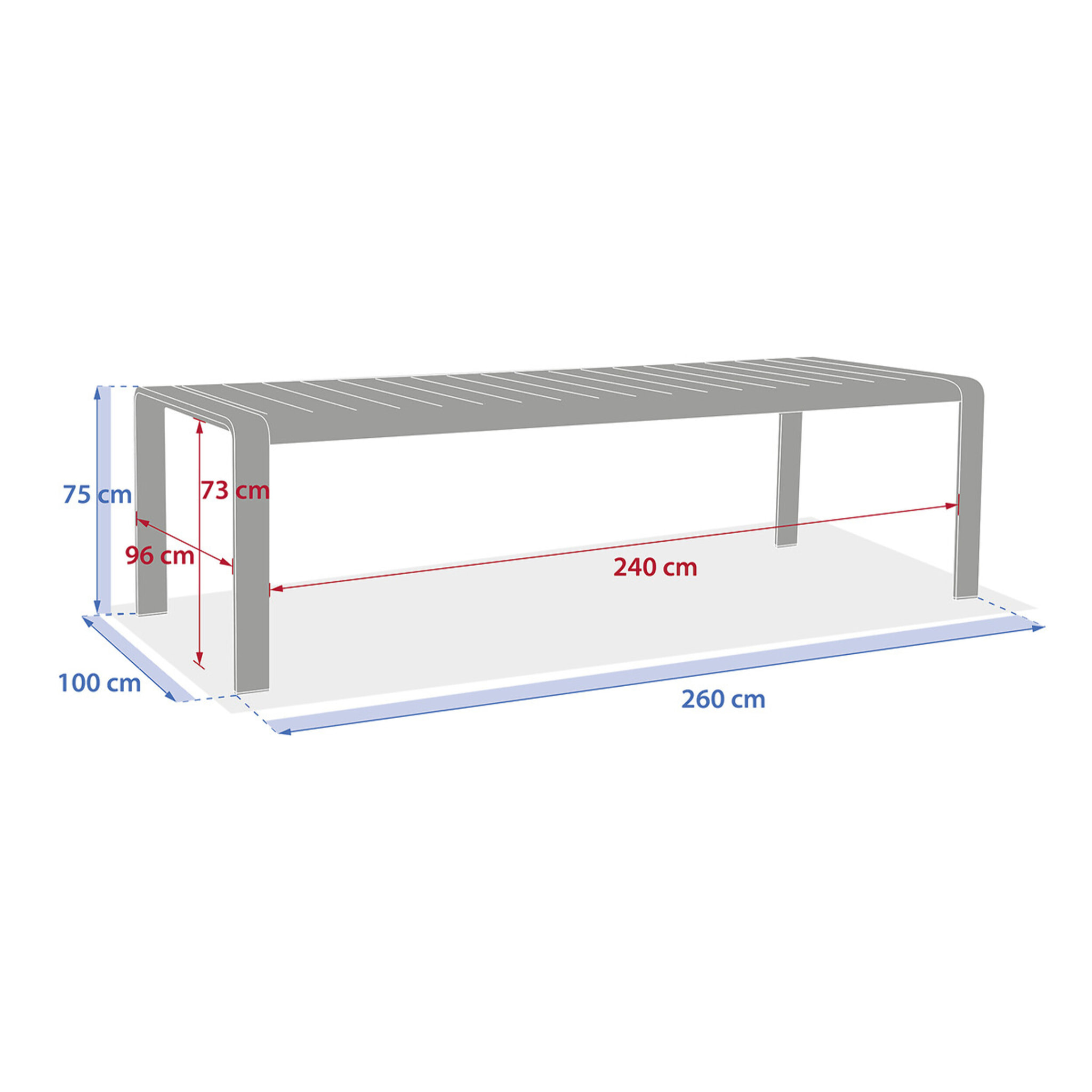 Table de jardin "Domilly" café 10 places en aluminium