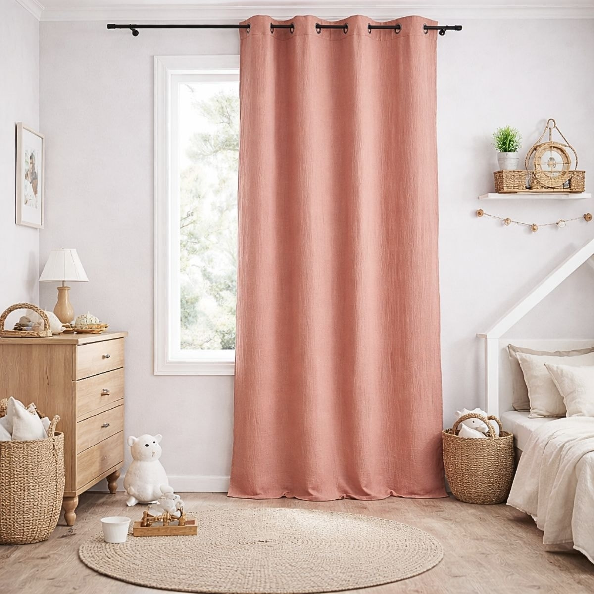 Rideau en gaze de coton tamisant à oeillets - Terracotta