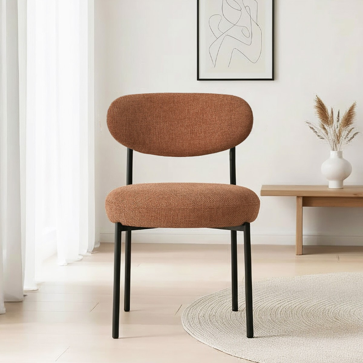 Lot de 2 chaises de salle à manger en tissu chenille - ORLA