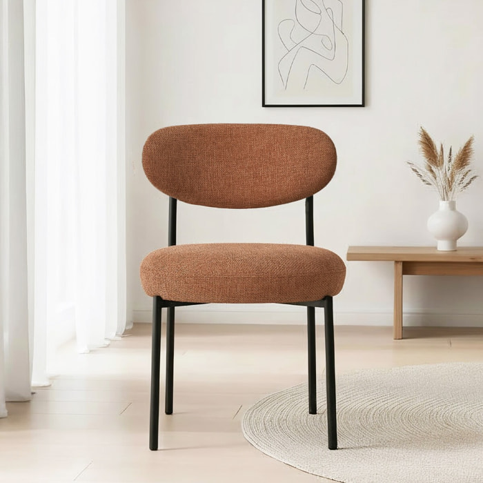 Lot de 2 chaises de salle à manger en tissu chenille - ORLA