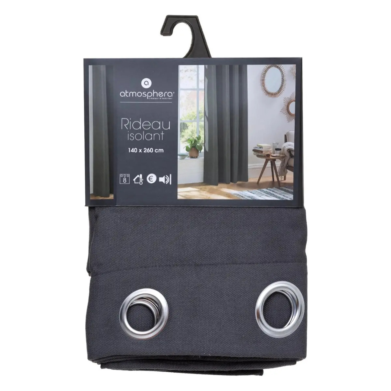 Rideau isolant "Isa" gris ardoise 140x260cm