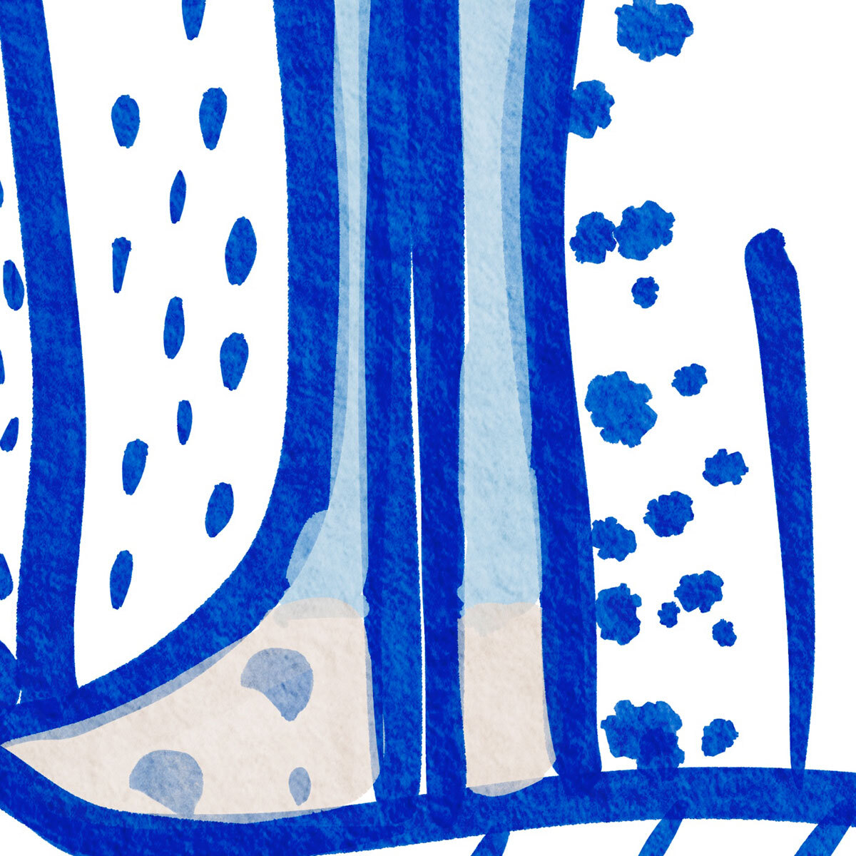 Papier peint léopards stylisés bleu et blanc esprit illustration Intissé