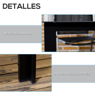 Mesa de Jardín Rectangular para 6 Personas Mesa de Comedor Exterior con Marco de Aluminio y Tablero de Vidrio Templado Carga 50 kg para Terraza Balcón 150x90x74 cm Negro