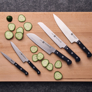 Couteau Santoku, 18 cm, Acier Spécial Inoxydable, Noir, Gourmet