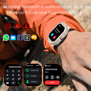 Smartwatch KR92 con chiamate BT, GPS, strumenti di esplorazione, monitor cardiaco, ChatGPT e oltre 100 modalità sportive. Cinturino in metallo.
