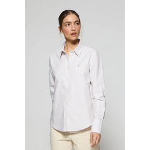 Camicia oxford a righe marroni con logo Rigby Go