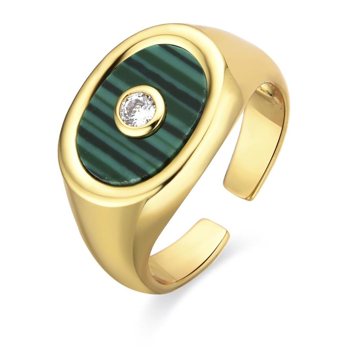 Anillo con Malaquita acabado oro 18k