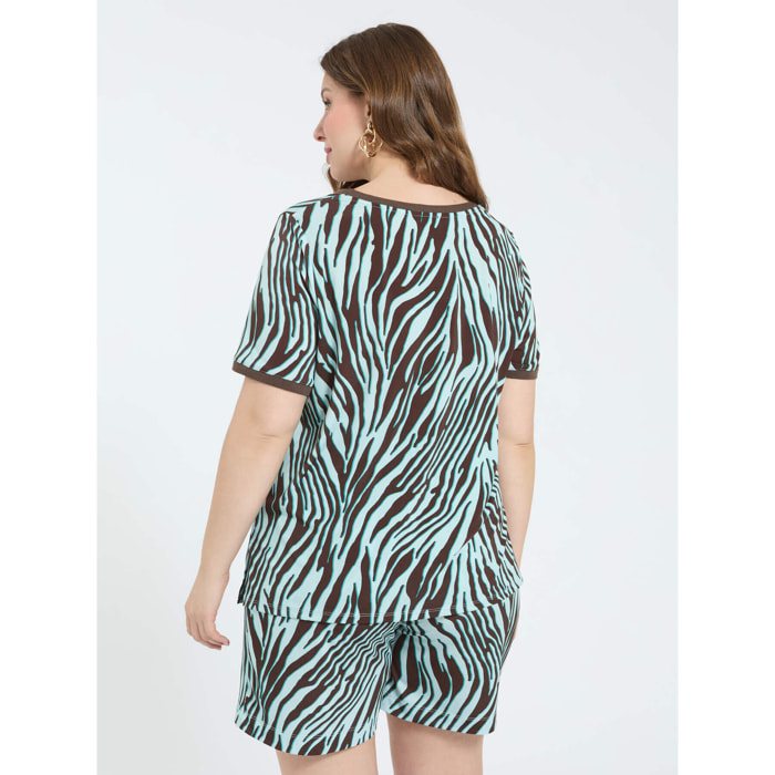 Fiorella Rubino - T-shirt stampa zebrata - Marrone
